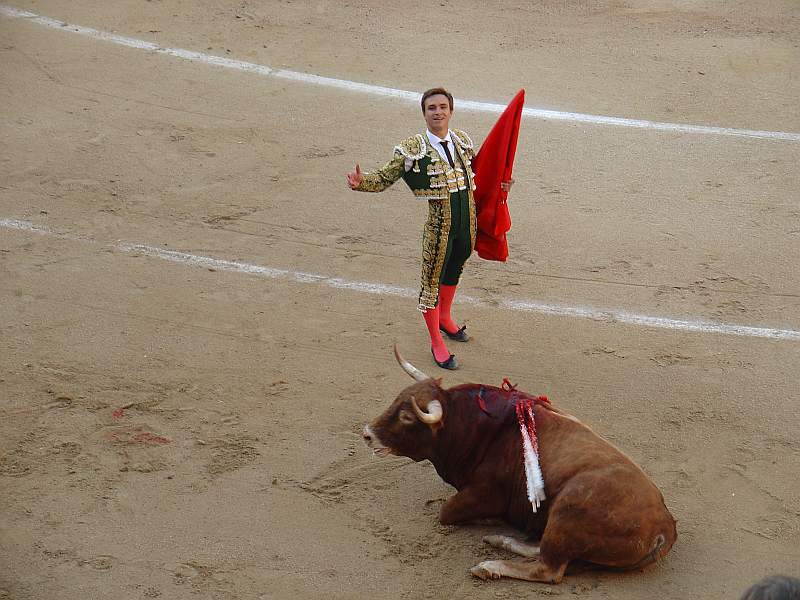 Juan Bautista acaba con la vida de Guayabo, toro colorao anteao de 561 de la ganaderia Recitales encaste Osborne el 16 de marzo de 2008 en la plaza de las Ventas de Madrid